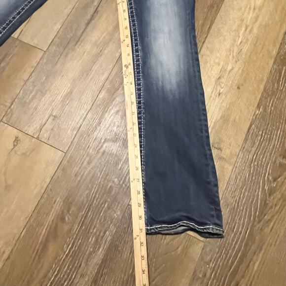 Vigoss Chelsea Slim Boot Cut Jeans 9/10 (32x31) Embroidered Bling Thick Stitch - Picture 12 of 12